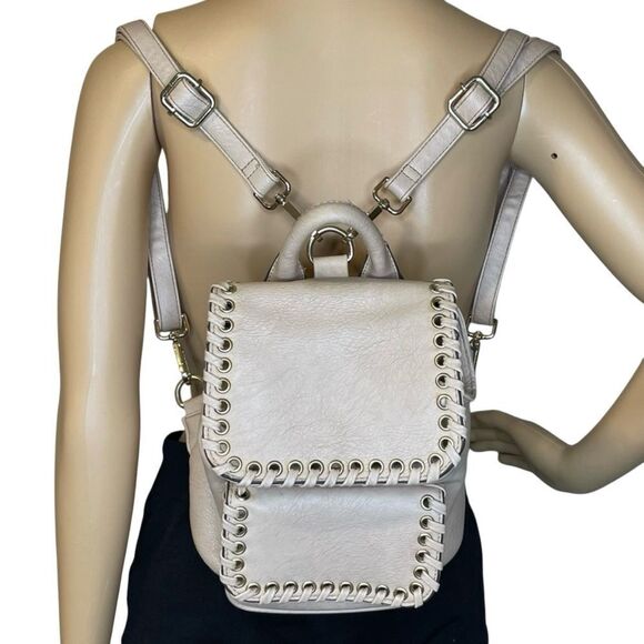 Chinese Laundry Small Backpack Cream With Large Stitch Design - Picture 1 of 15